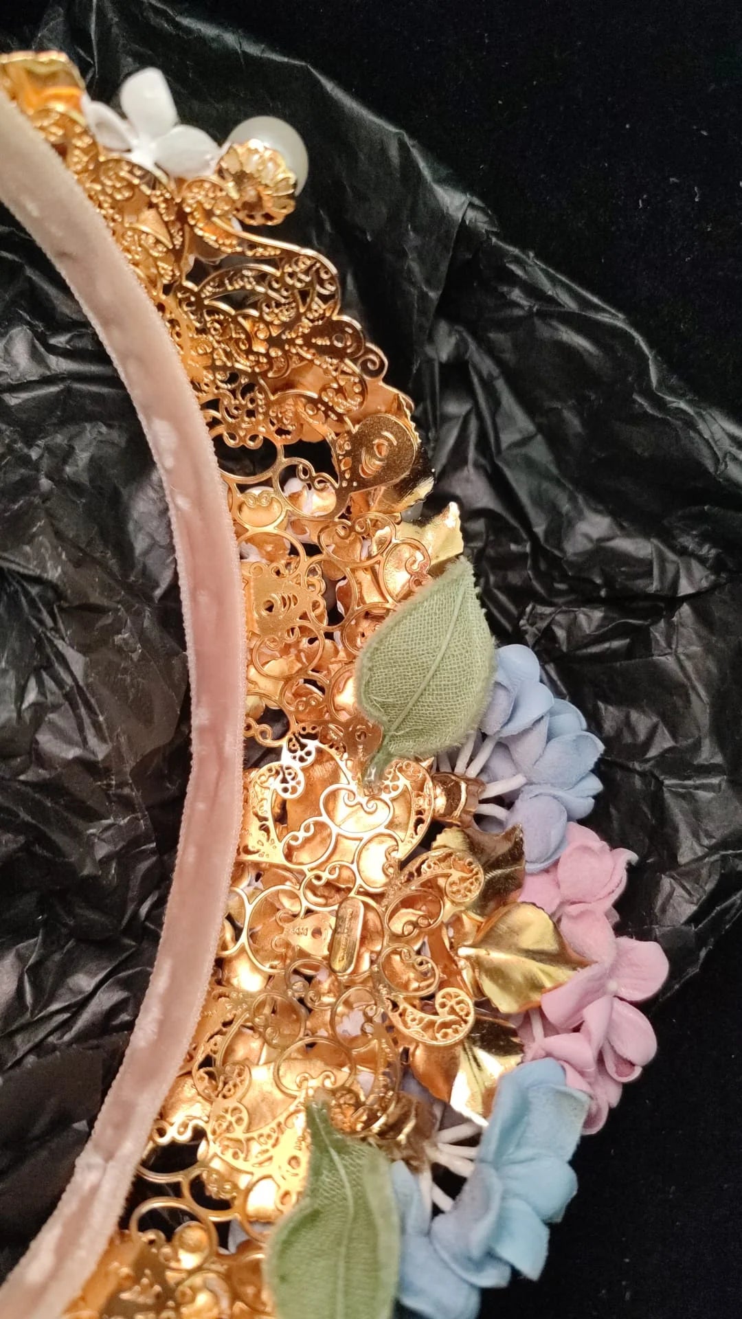 Dolce & Gabbana Gold Crystal Purple Hortensia Headband Crown Diadem - Headbands
