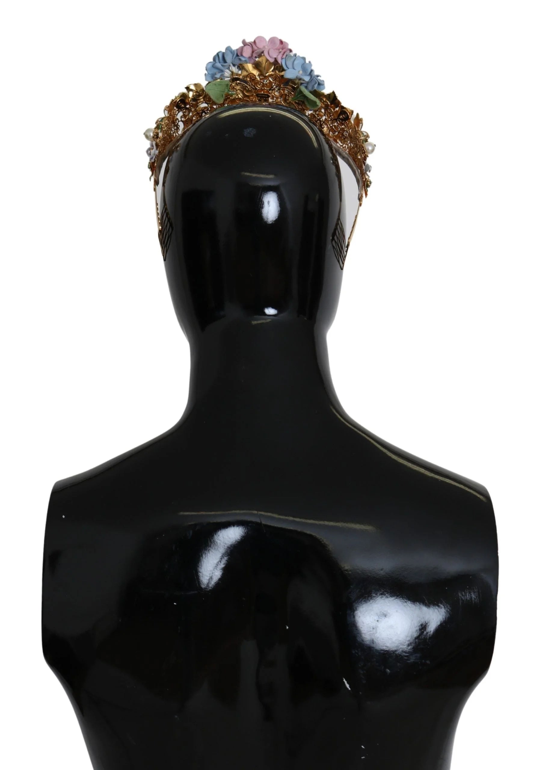 Dolce & Gabbana Gold Crystal Purple Hortensia Headband Crown Diadem - Headbands