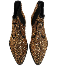 Dolce & Gabbana Gold Embellished Chelsea Ankle Boots Shoes - EU44/US11