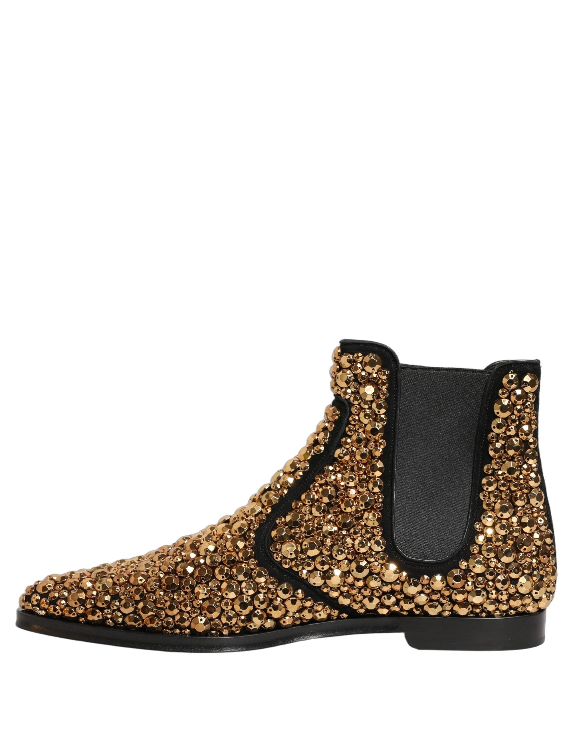 Dolce & Gabbana Gold Embellished Chelsea Ankle Boots Shoes - EU44/US11