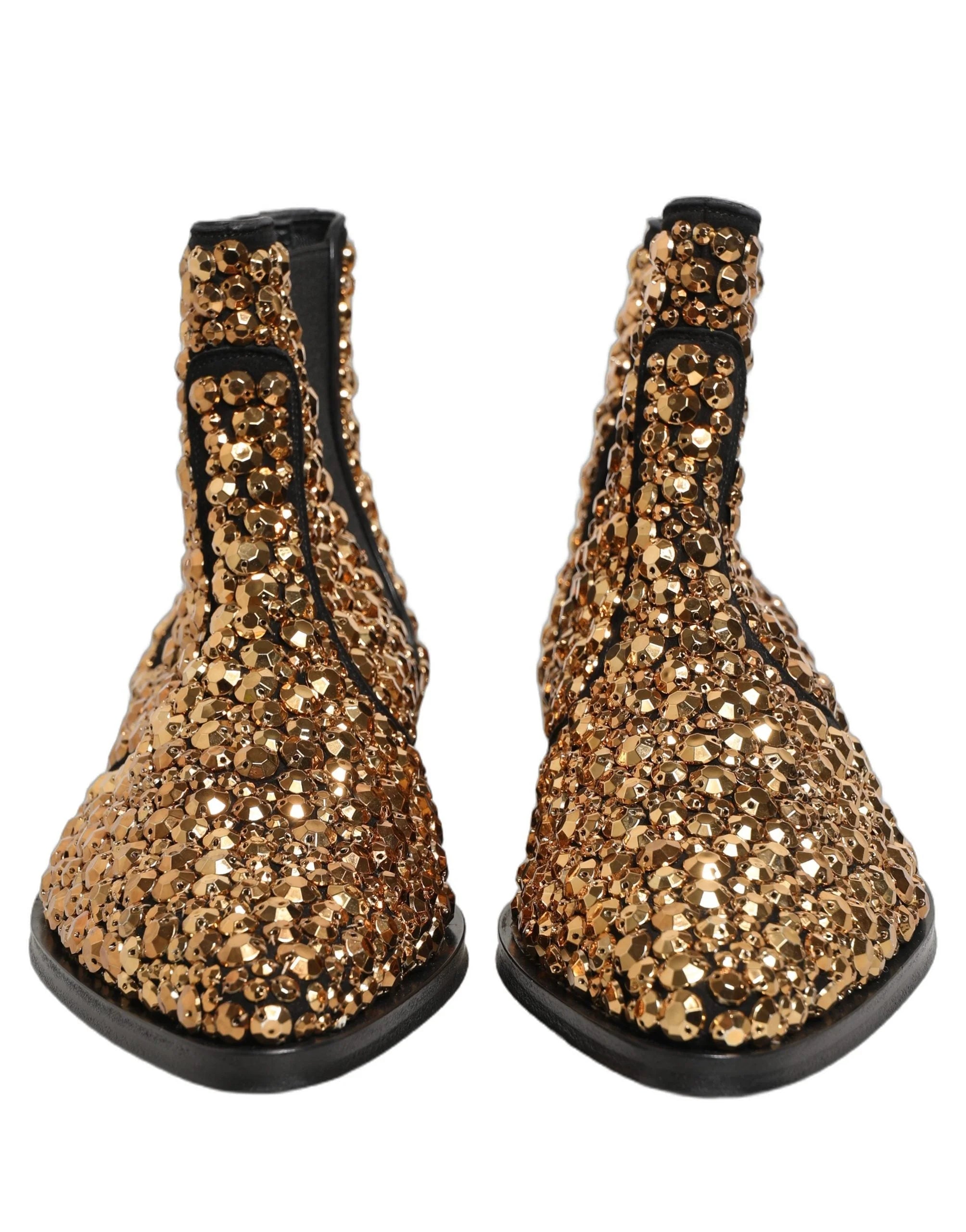 Dolce & Gabbana Gold Embellished Chelsea Ankle Boots Shoes - EU44/US11