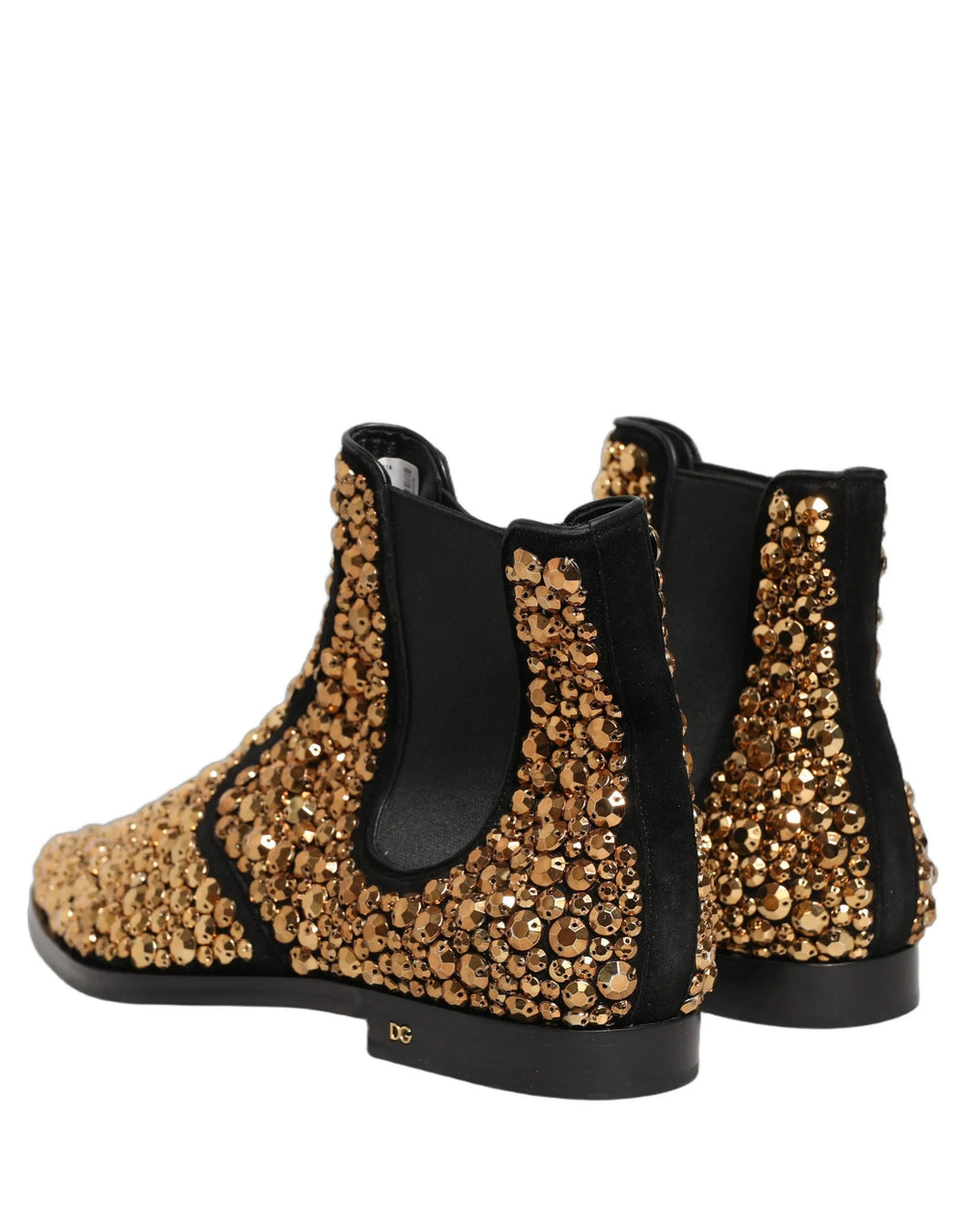 Dolce & Gabbana Gold Embellished Chelsea Ankle Boots Shoes - EU44/US11
