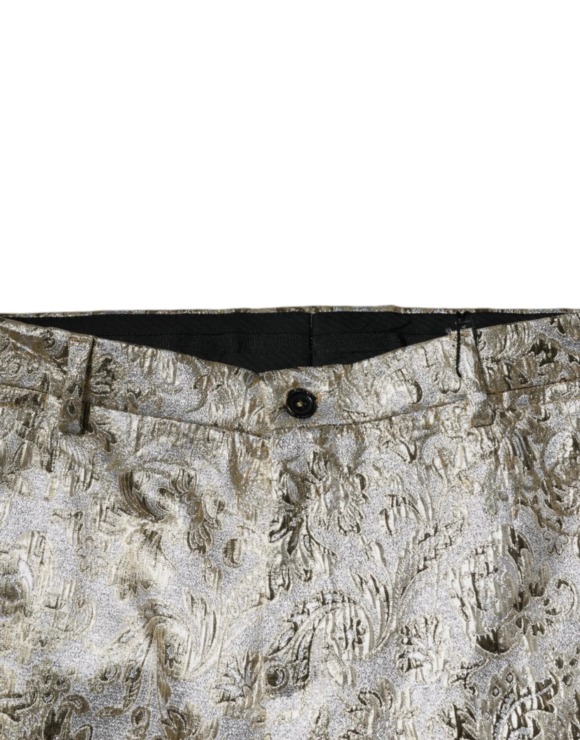 Dolce & Gabbana Gold Floral Jacquard Men Dress Pants - IT48 | M - Trousers