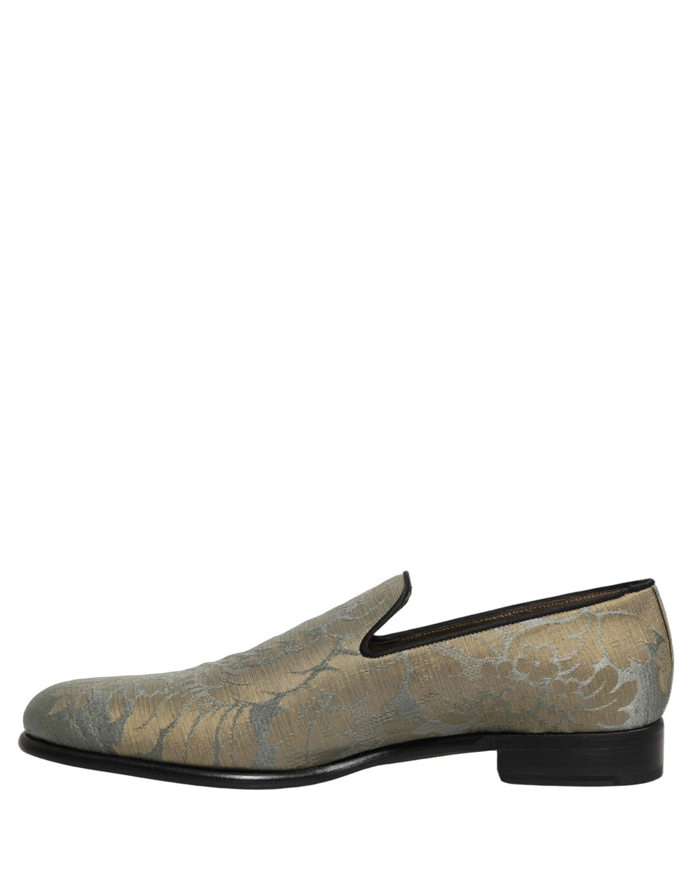Dolce & Gabbana Gold Floral Jacquard Slip On Loafers Shoes - EU44/US11