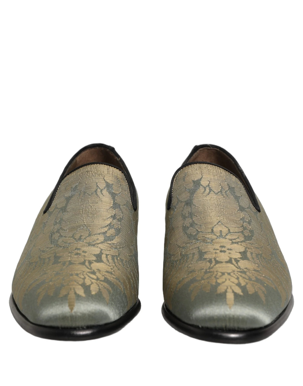 Dolce & Gabbana Gold Floral Jacquard Slip On Loafers Shoes - EU44/US11