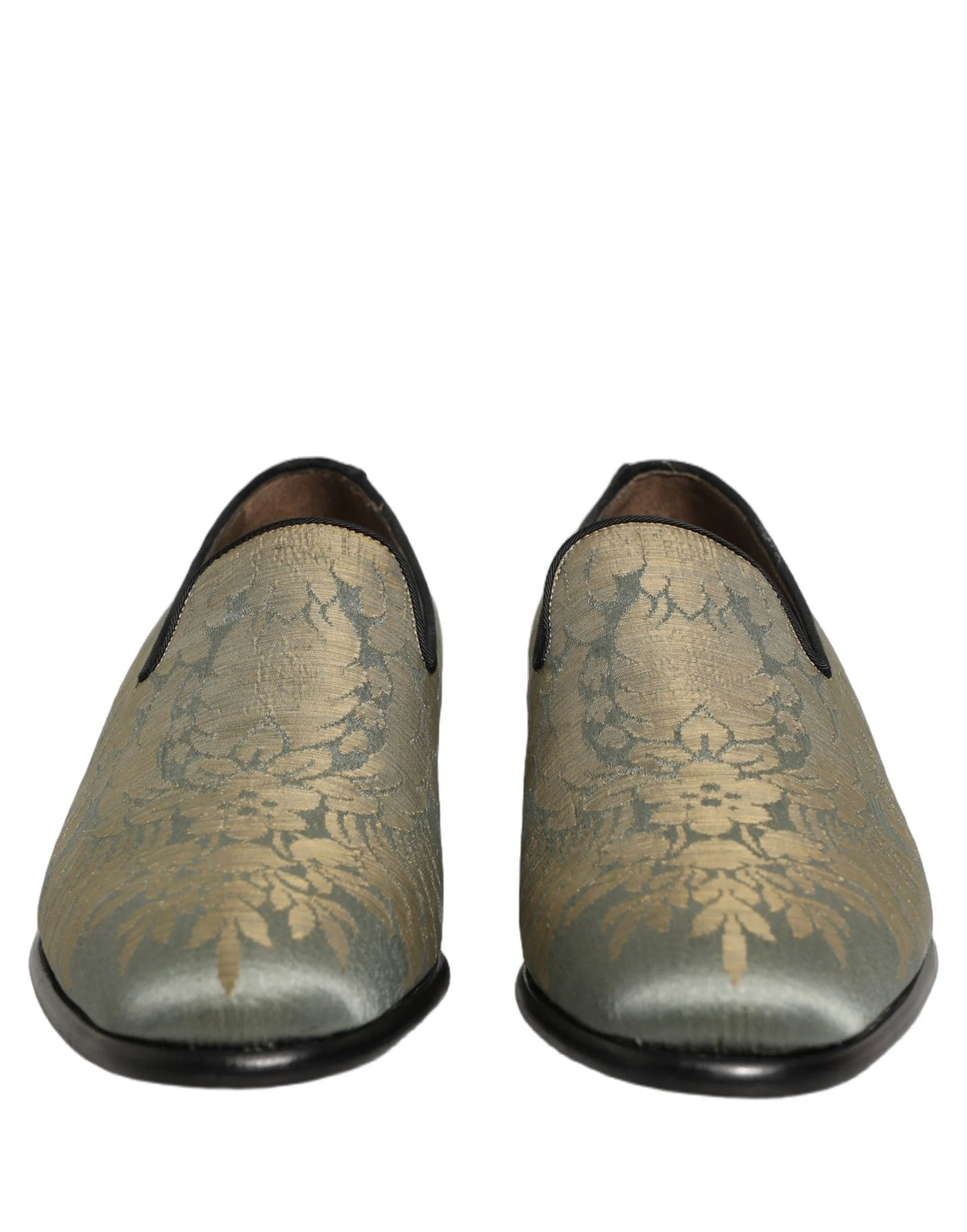 Dolce & Gabbana Gold Floral Jacquard Slip On Loafers Shoes - EU44/US11