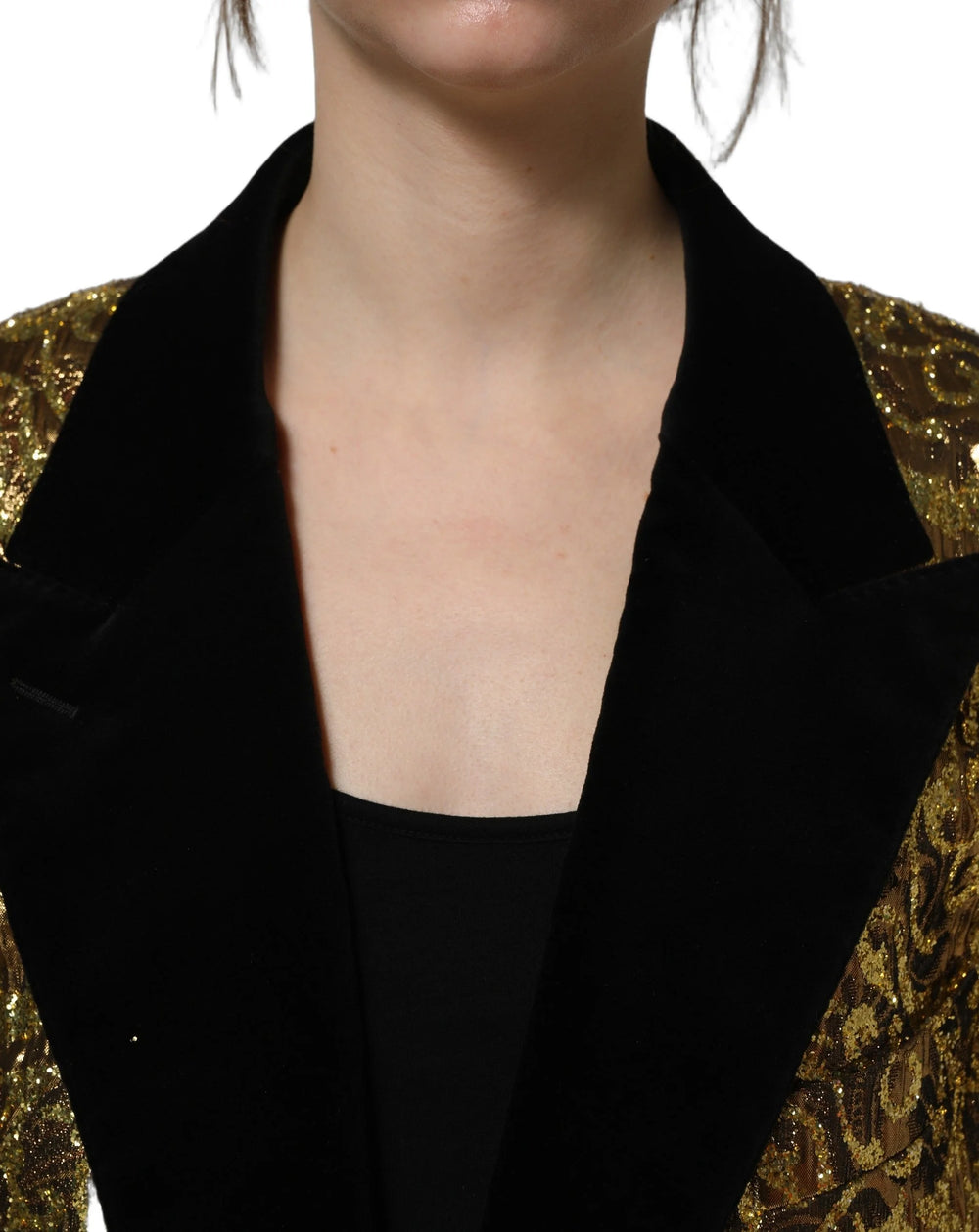 Dolce & Gabbana Gold Floral Jacquard Wool Trench Coat Jacket - IT40|S