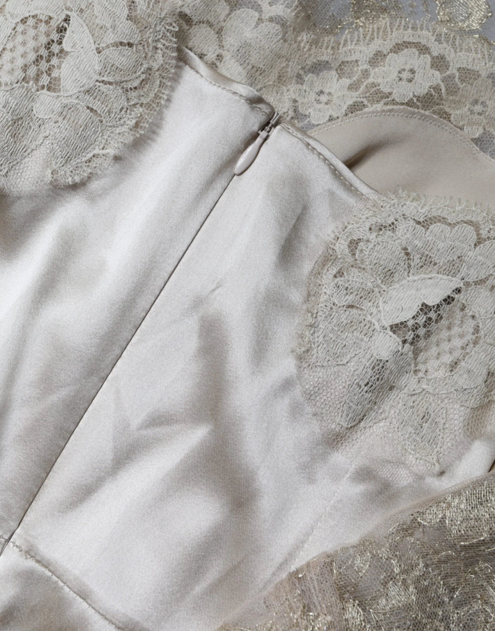 Dolce & Gabbana Gold Floral Lace A-line Sheath Mini Dress - IT42|M - Dresses