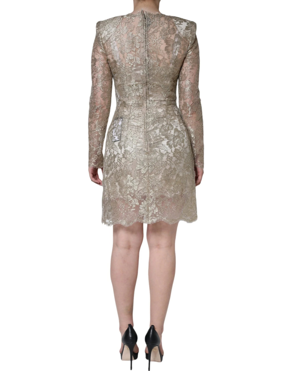 Dolce & Gabbana Gold Floral Lace A-line Sheath Mini Dress - IT42|M - Dresses