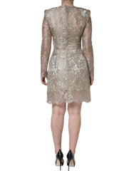 Dolce & Gabbana Gold Floral Lace A-line Sheath Mini Dress - IT42|M - Dresses