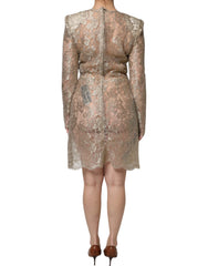 Dolce & Gabbana Gold Floral Lace A-line Sheath Mini Dress - IT44 | L - Dresses
