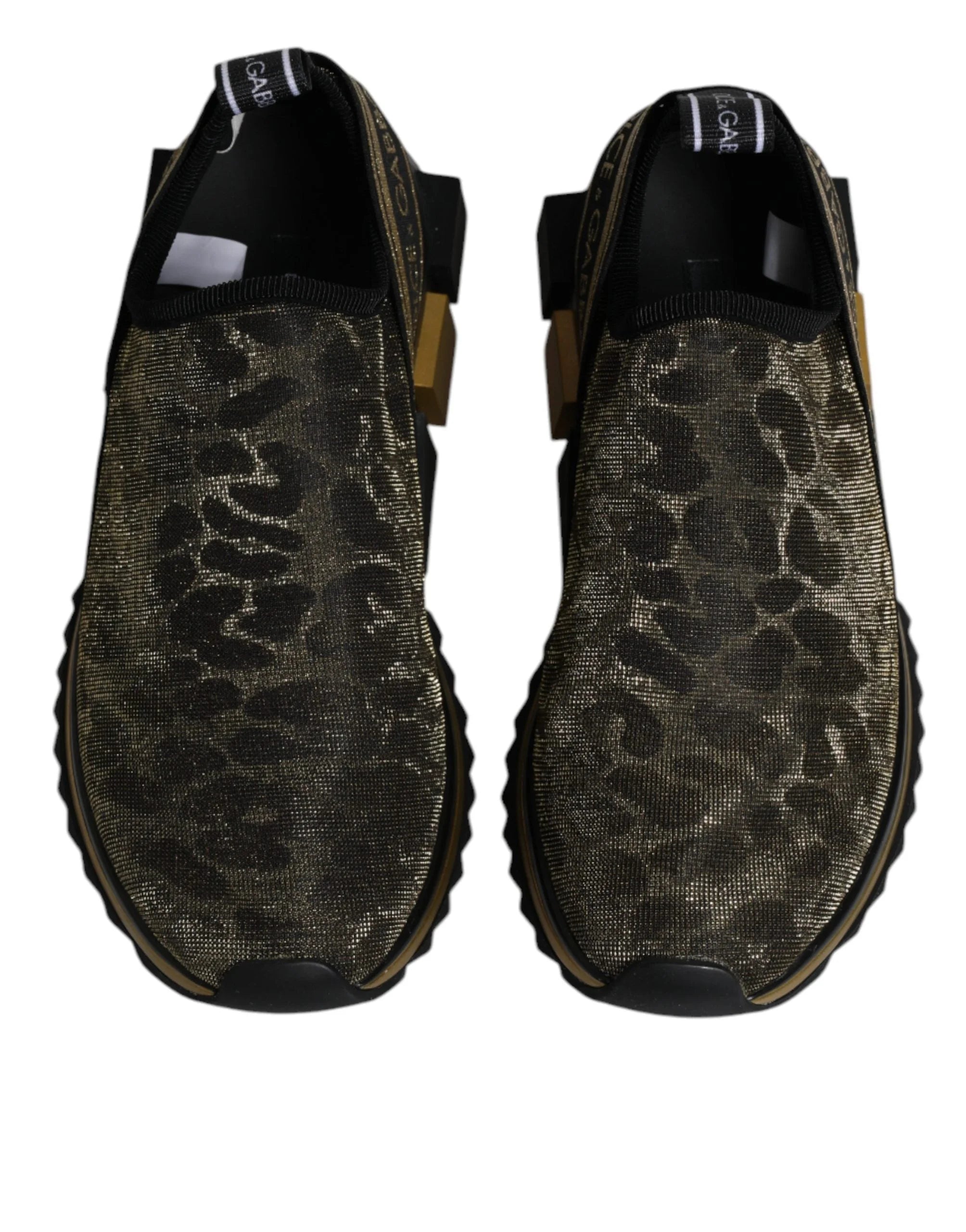 Dolce & Gabbana Gold Glitter Leopard Sorrento Sneakers Shoes - Sneakers