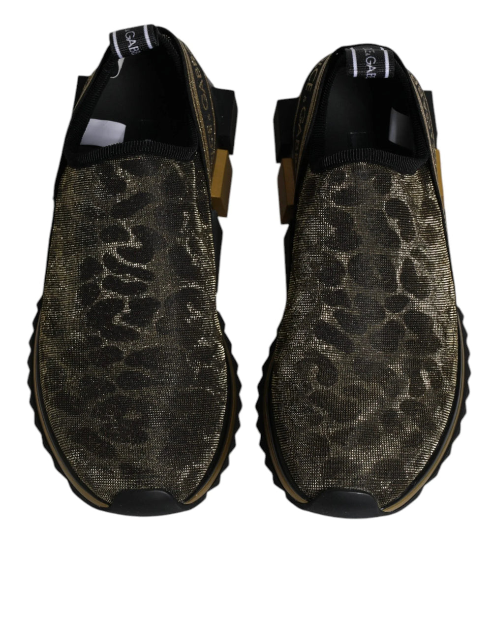 Dolce & Gabbana Gold Glitter Leopard Sorrento Sneakers Shoes - Sneakers