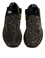 Dolce & Gabbana Gold Glitter Leopard Sorrento Sneakers Shoes - Sneakers