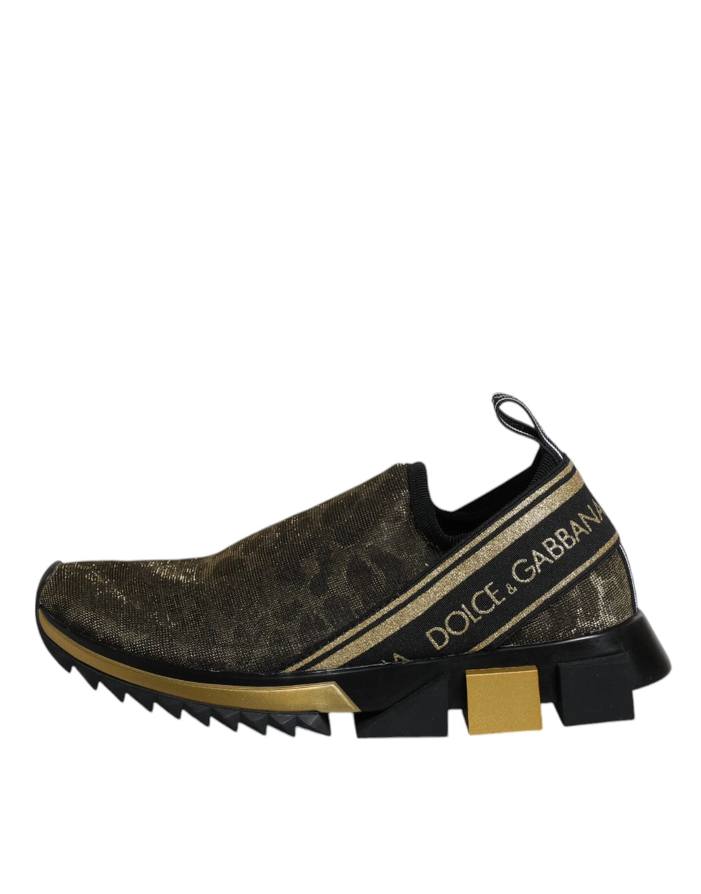 Dolce & Gabbana Gold Glitter Leopard Sorrento Sneakers Shoes - Sneakers