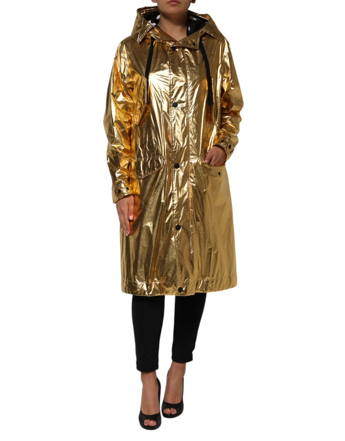Dolce & Gabbana Gold Hooded Long Sleeves Trench Coat Jacket - IT40|S - Trench Coats