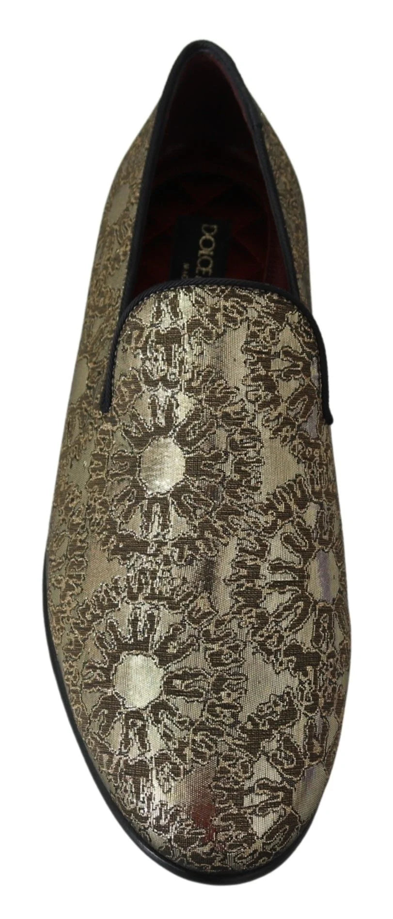 Dolce & Gabbana Gold Jacquard Flats Mens Loafers Shoes - Flats