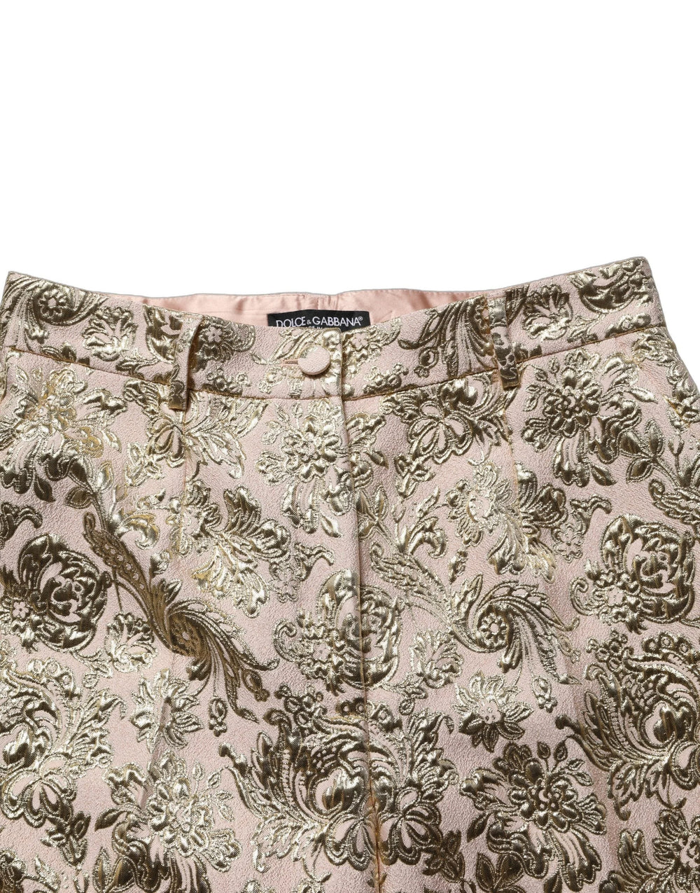 Dolce & Gabbana Gold Jacquard Floral Lamé Crop Trouser Pants - IT42|M