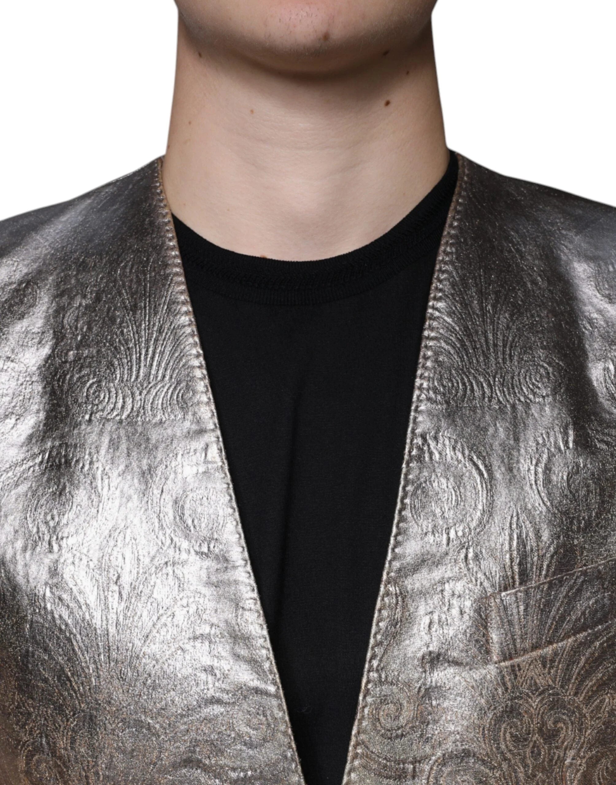 Dolce & Gabbana Gold Jacquard Single Breasted Dress Blazer - IT50 | L - Sport Jackets