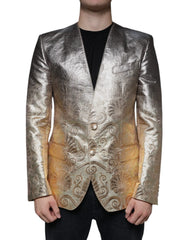 Dolce & Gabbana Gold Jacquard Single Breasted Dress Blazer - IT50 | L - Sport Jackets