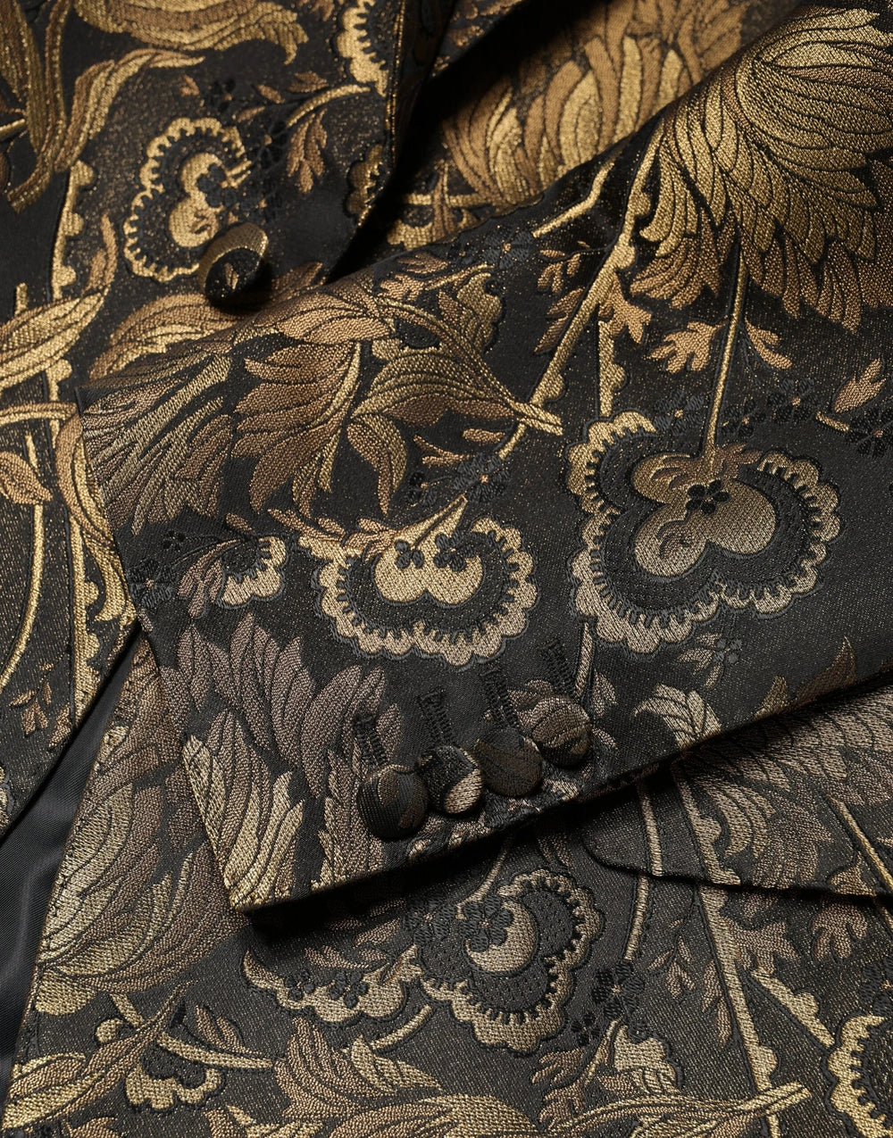 Dolce & Gabbana Gold Jacquard Single Breasted Tuxedo Blazer - IT46 | S