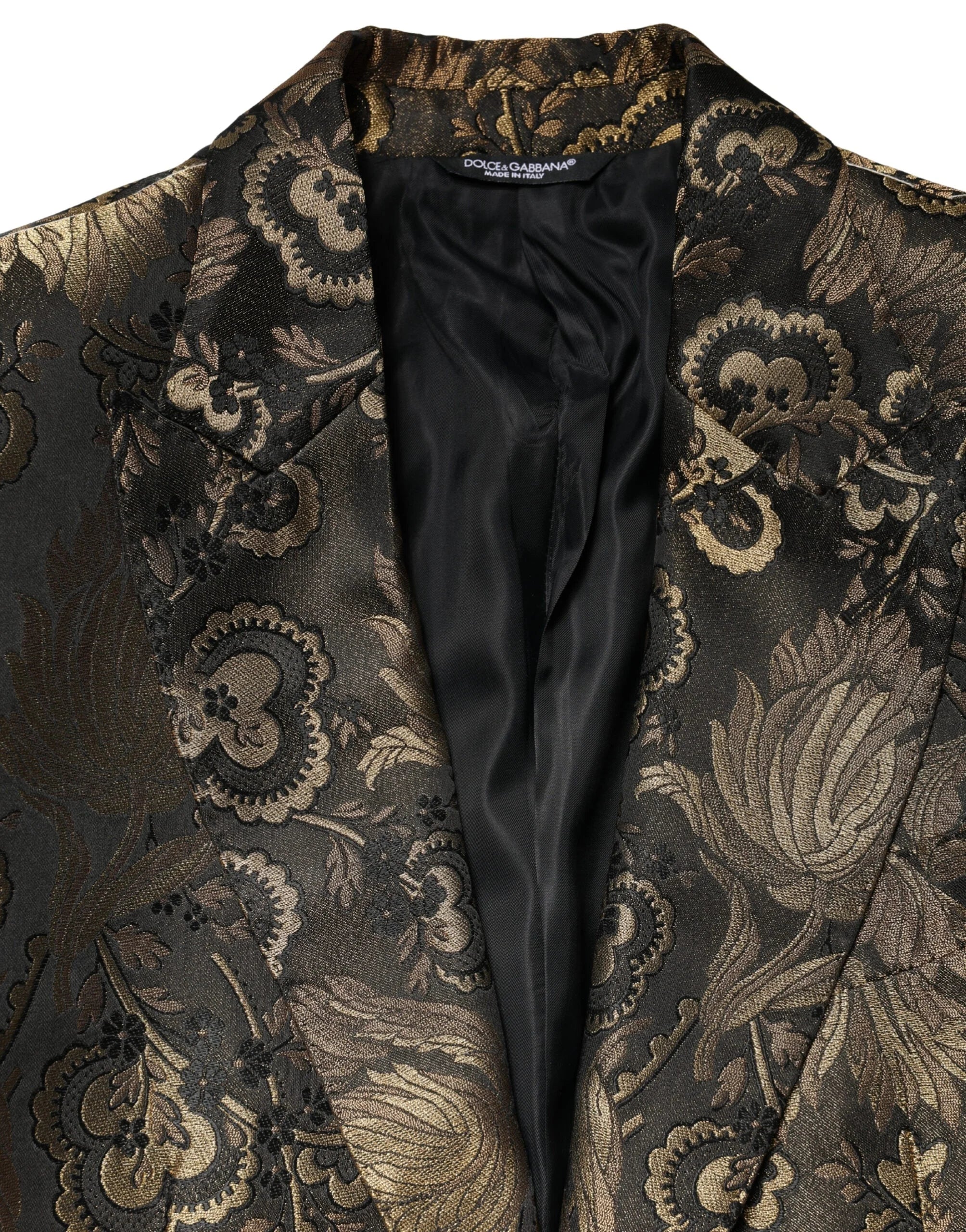 Dolce & Gabbana Gold Jacquard Single Breasted Tuxedo Blazer - IT46 | S