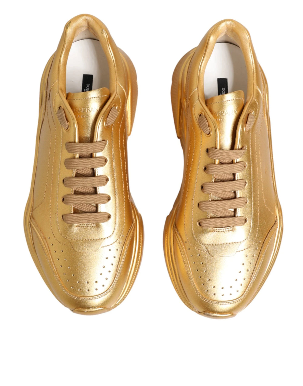 Dolce & Gabbana Gold Leather Daymaster Chunky Sneakers Shoes - EU43/US10