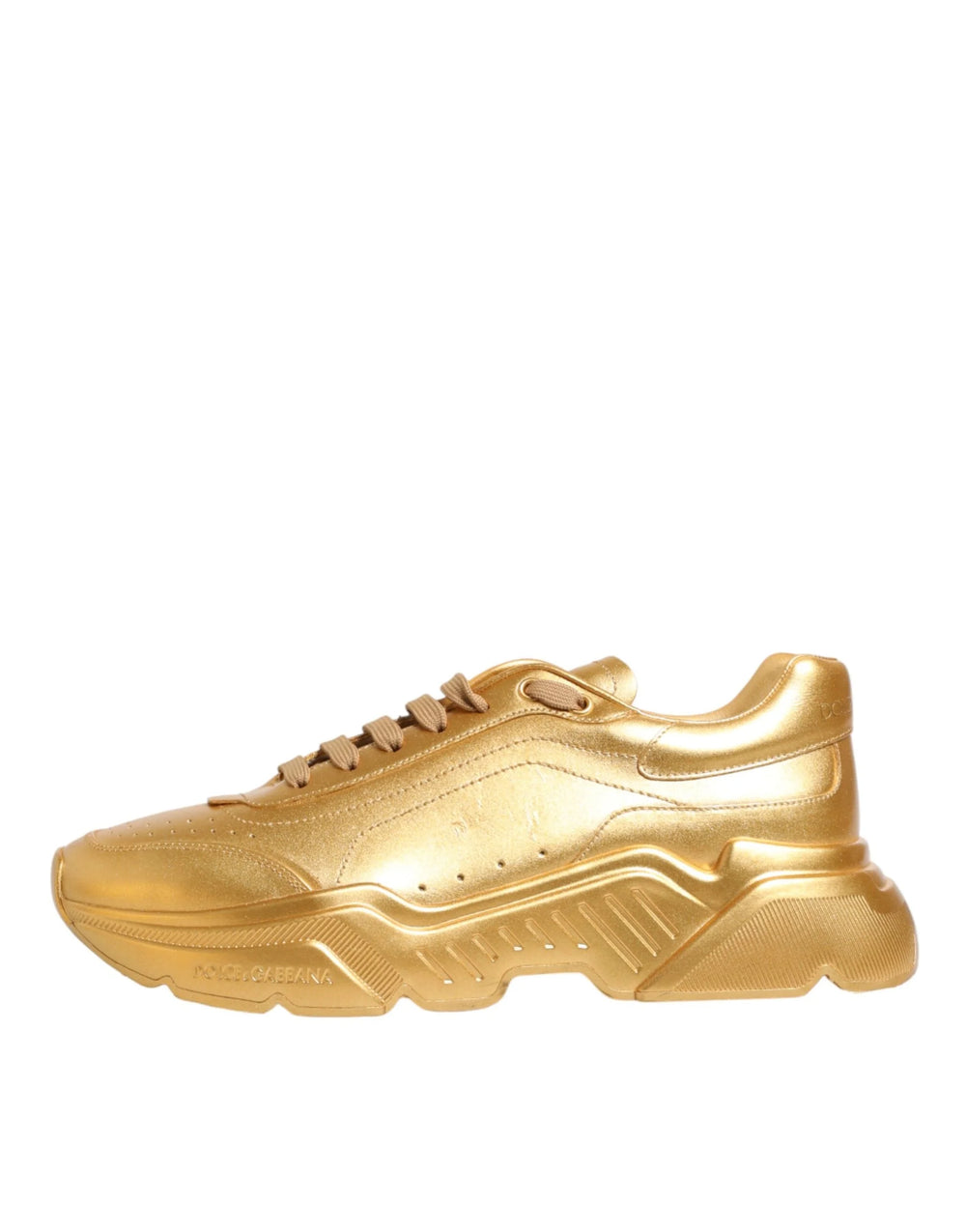 Dolce & Gabbana Gold Leather Daymaster Chunky Sneakers Shoes - EU43/US10
