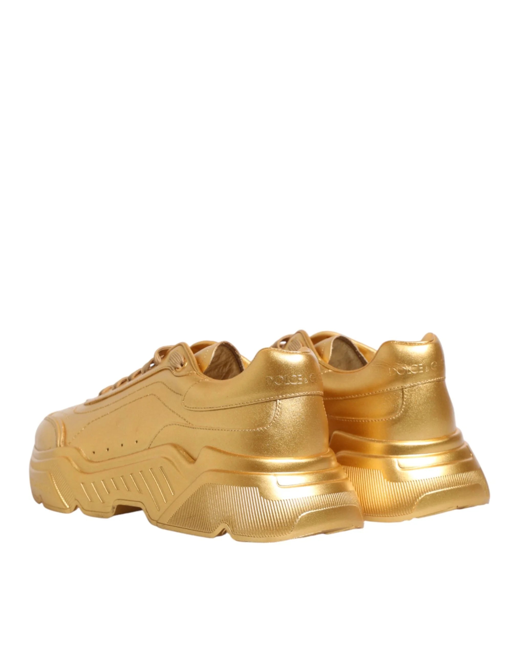 Dolce & Gabbana Gold Leather Daymaster Chunky Sneakers Shoes - EU43/US10
