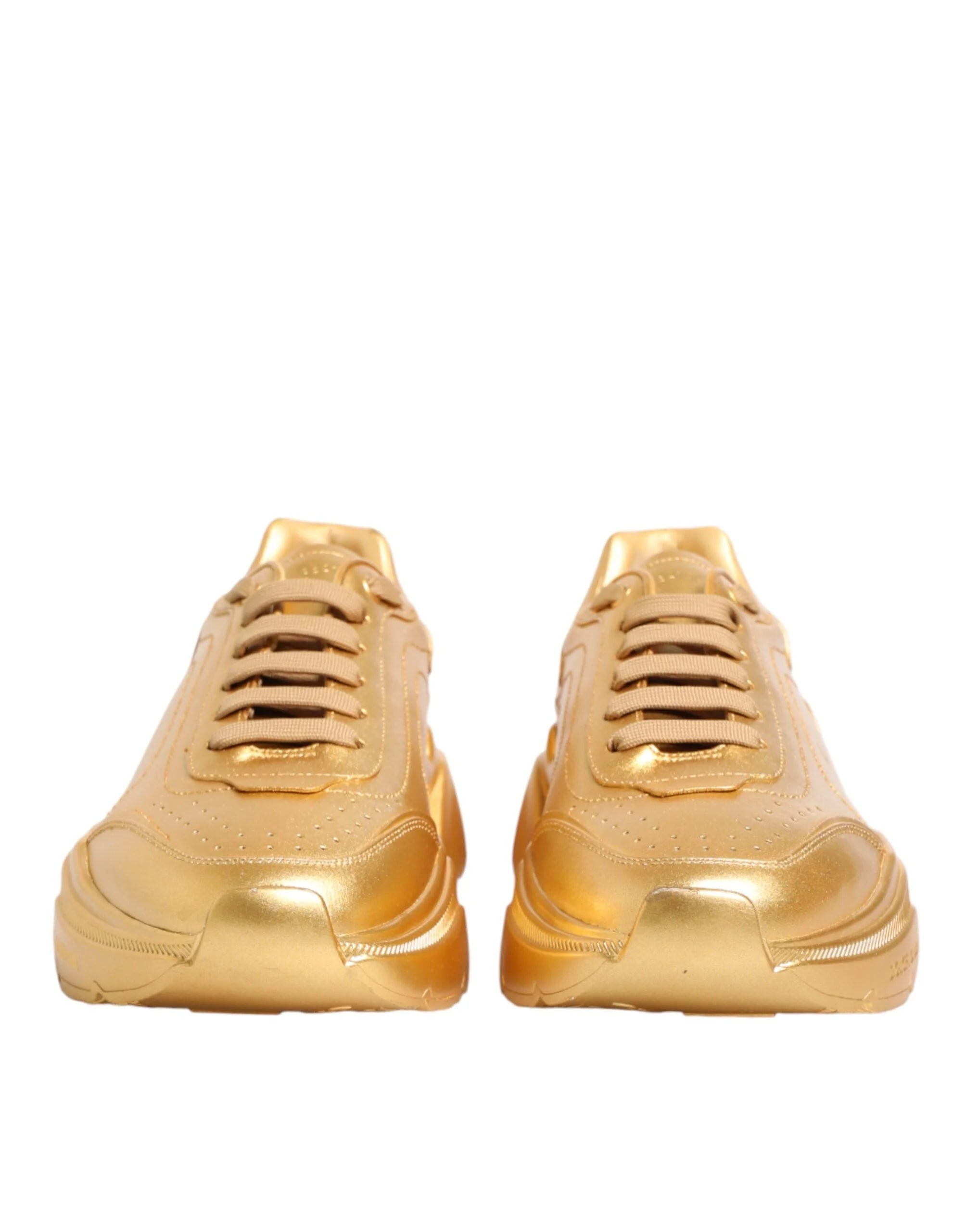 Dolce & Gabbana Gold Leather Daymaster Chunky Sneakers Shoes - EU43/US10