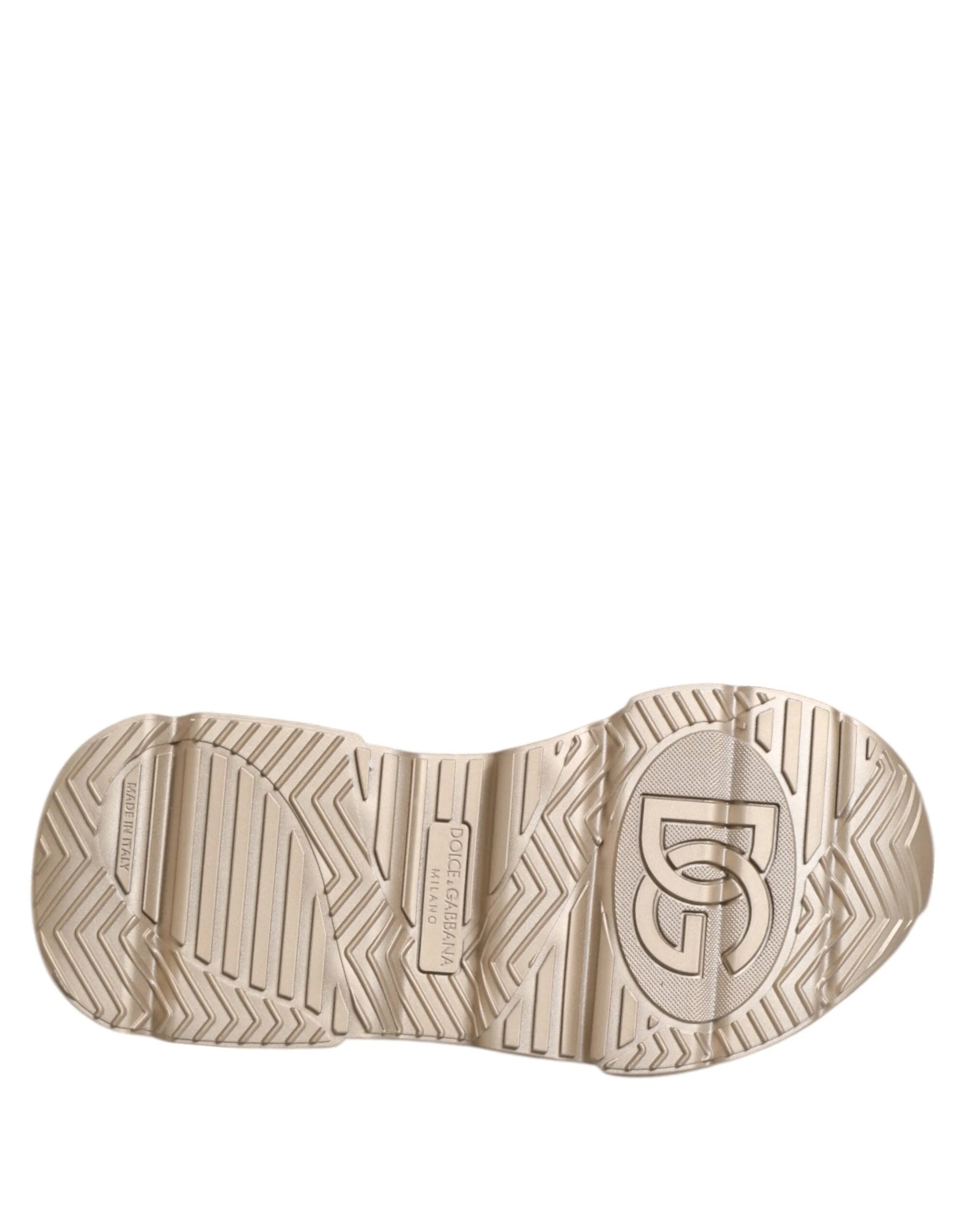 Dolce & Gabbana Gold Leather Daymaster Women Sneaker Shoes - Sneakers