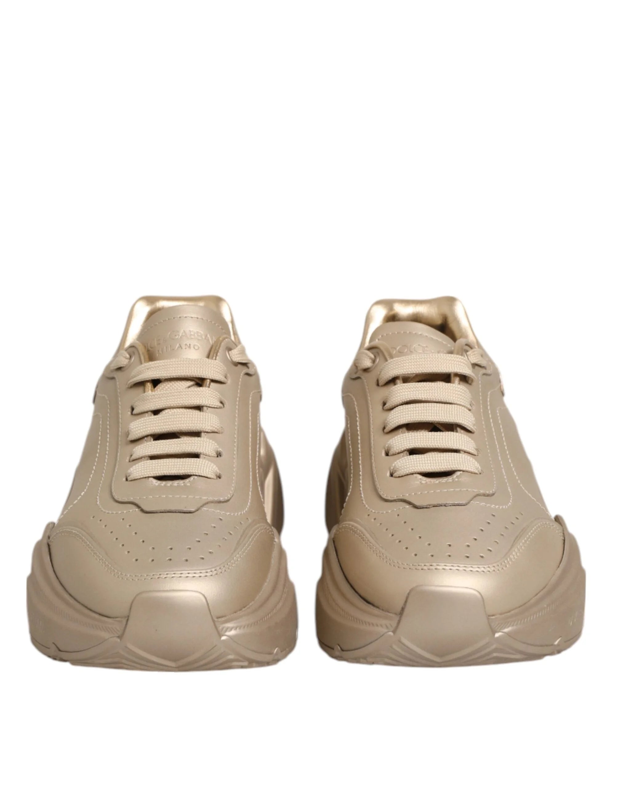 Dolce & Gabbana Gold Leather Daymaster Women Sneaker Shoes - Sneakers