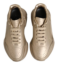 Dolce & Gabbana Gold Leather Daymaster Women Sneaker Shoes - Sneakers