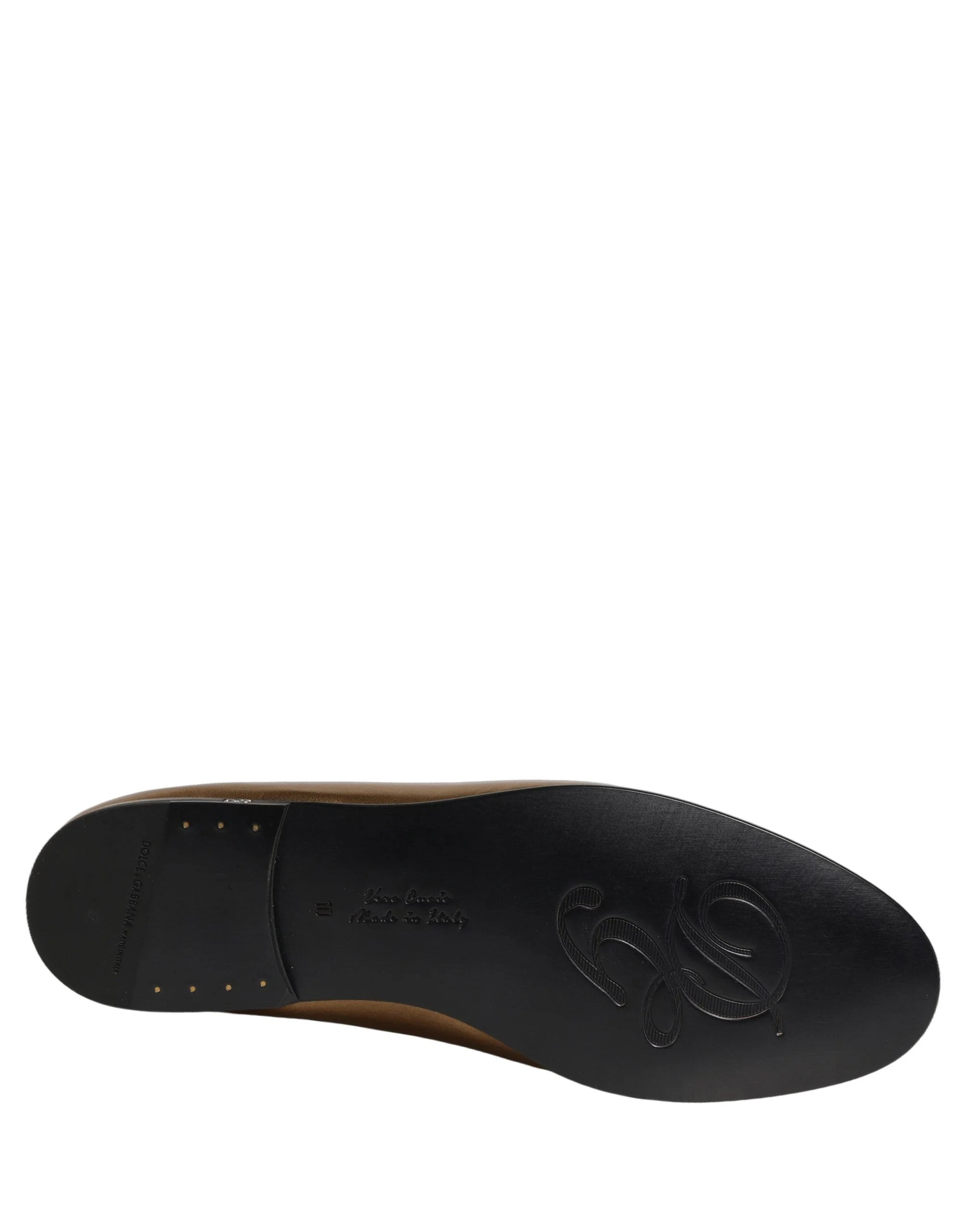 Dolce & Gabbana Gold Leather DG Logo Slip On Men Loafers Shoes