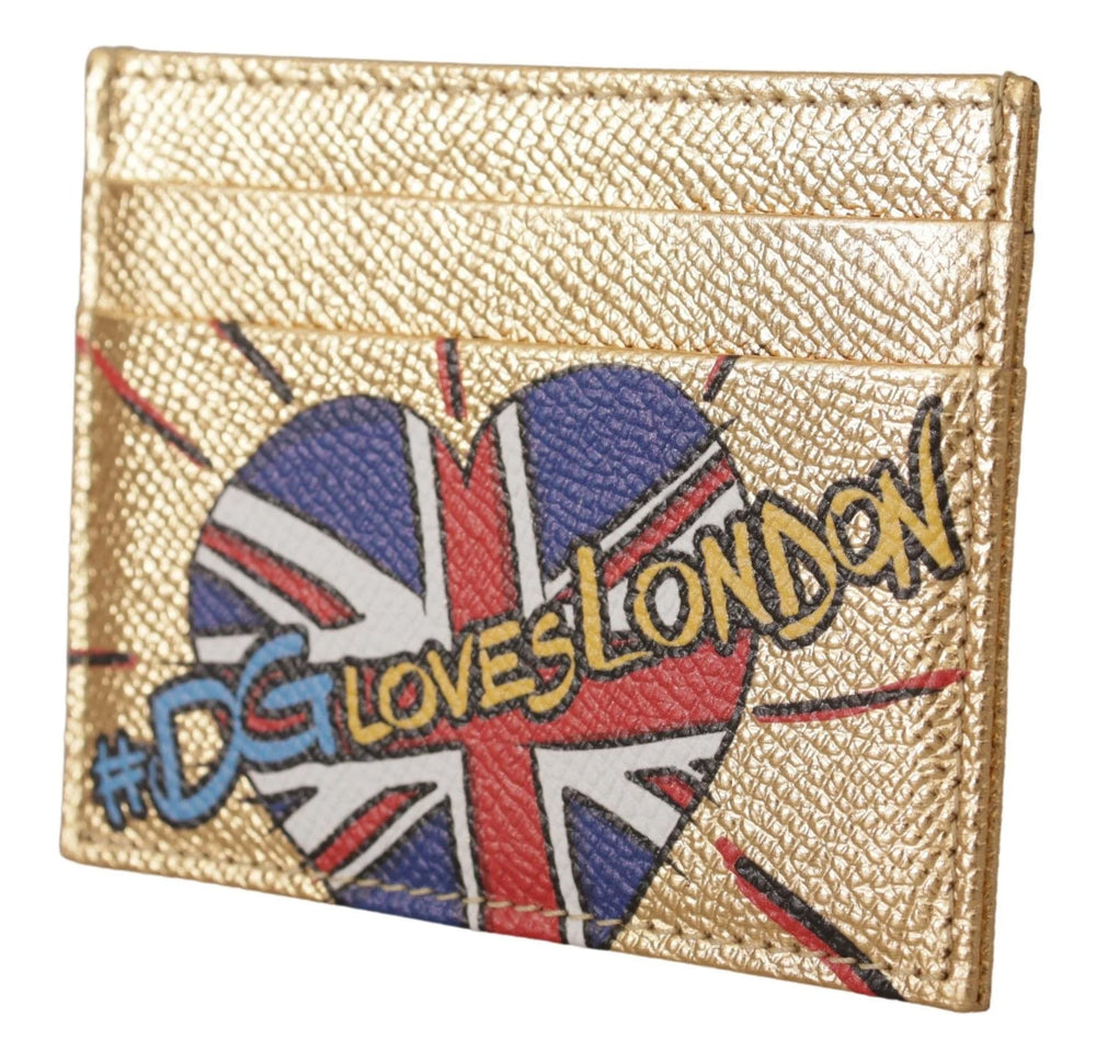 Dolce & Gabbana Gold Leather #DGLovesLondon Women Cardholder Case Wallet - Card Cases