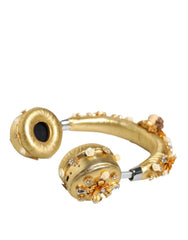 Dolce & Gabbana Gold Leather Floral Crystal Angel Headset Headphones - Headsets