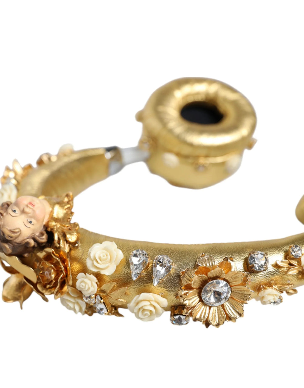 Dolce & Gabbana Gold Leather Floral Crystal Angel Headset Headphones - Headsets