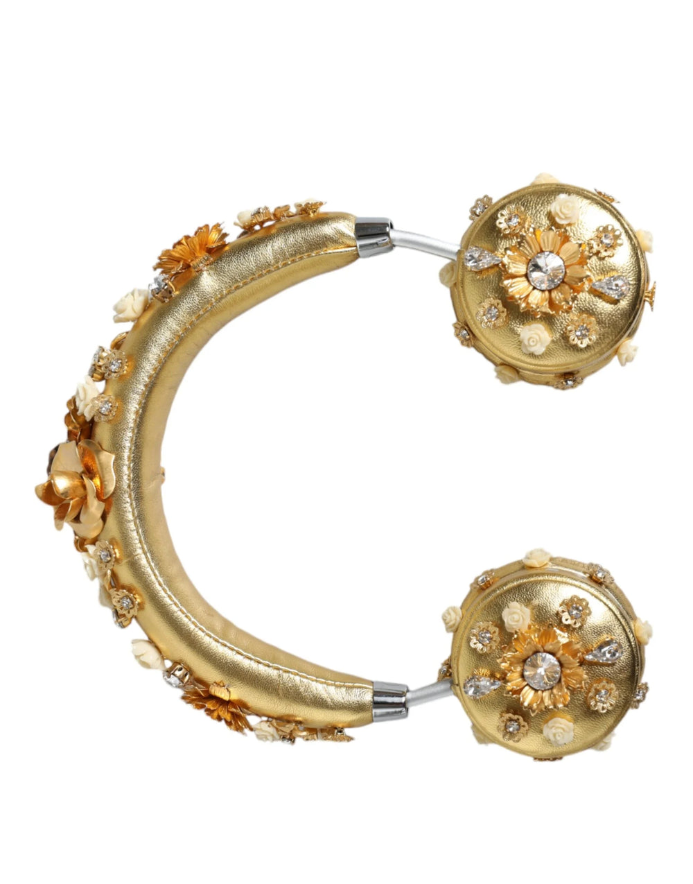 Dolce & Gabbana Gold Leather Floral Crystal Angel Headset Headphones - Headsets