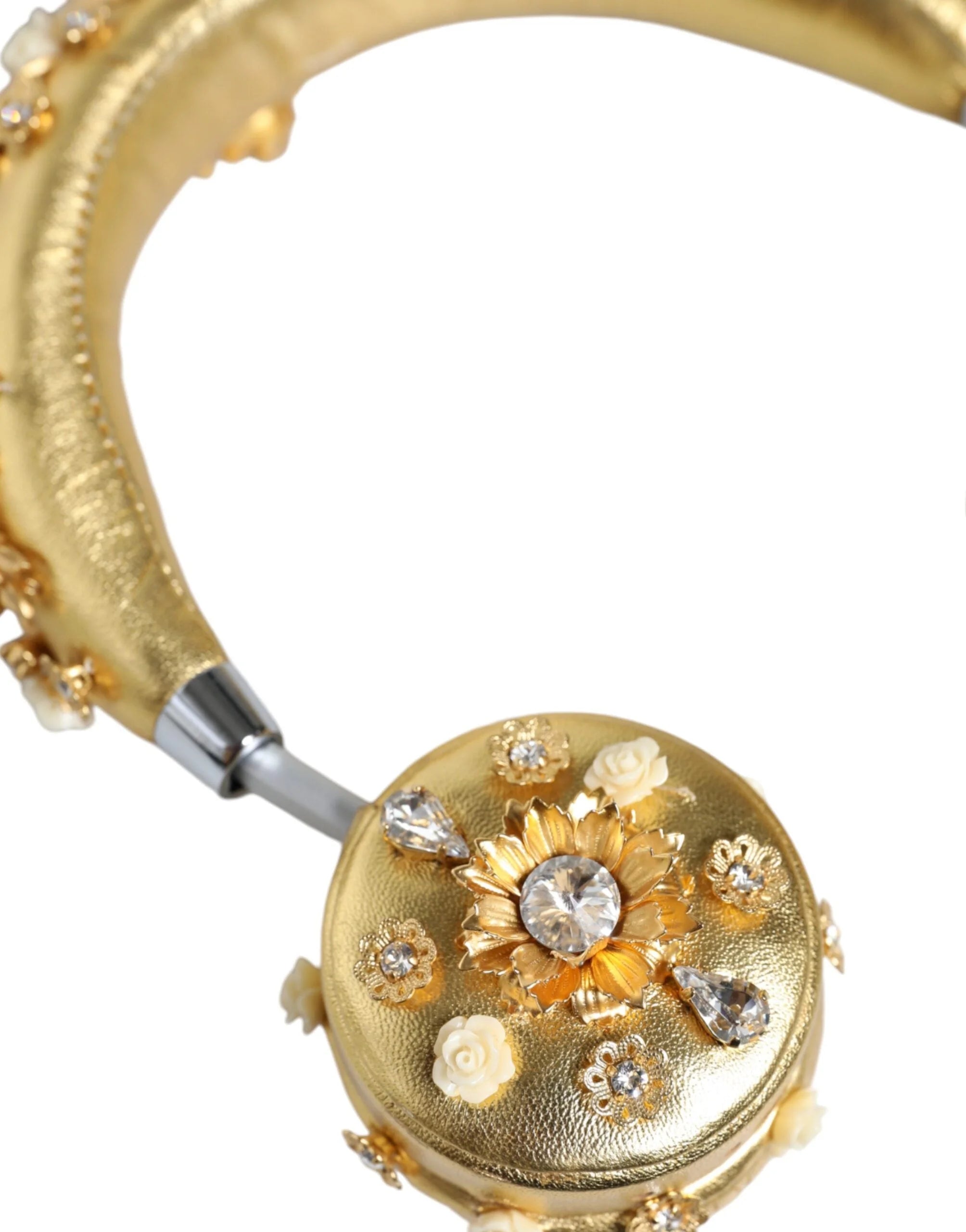 Dolce & Gabbana Gold Leather Floral Crystal Angel Headset Headphones - Headsets