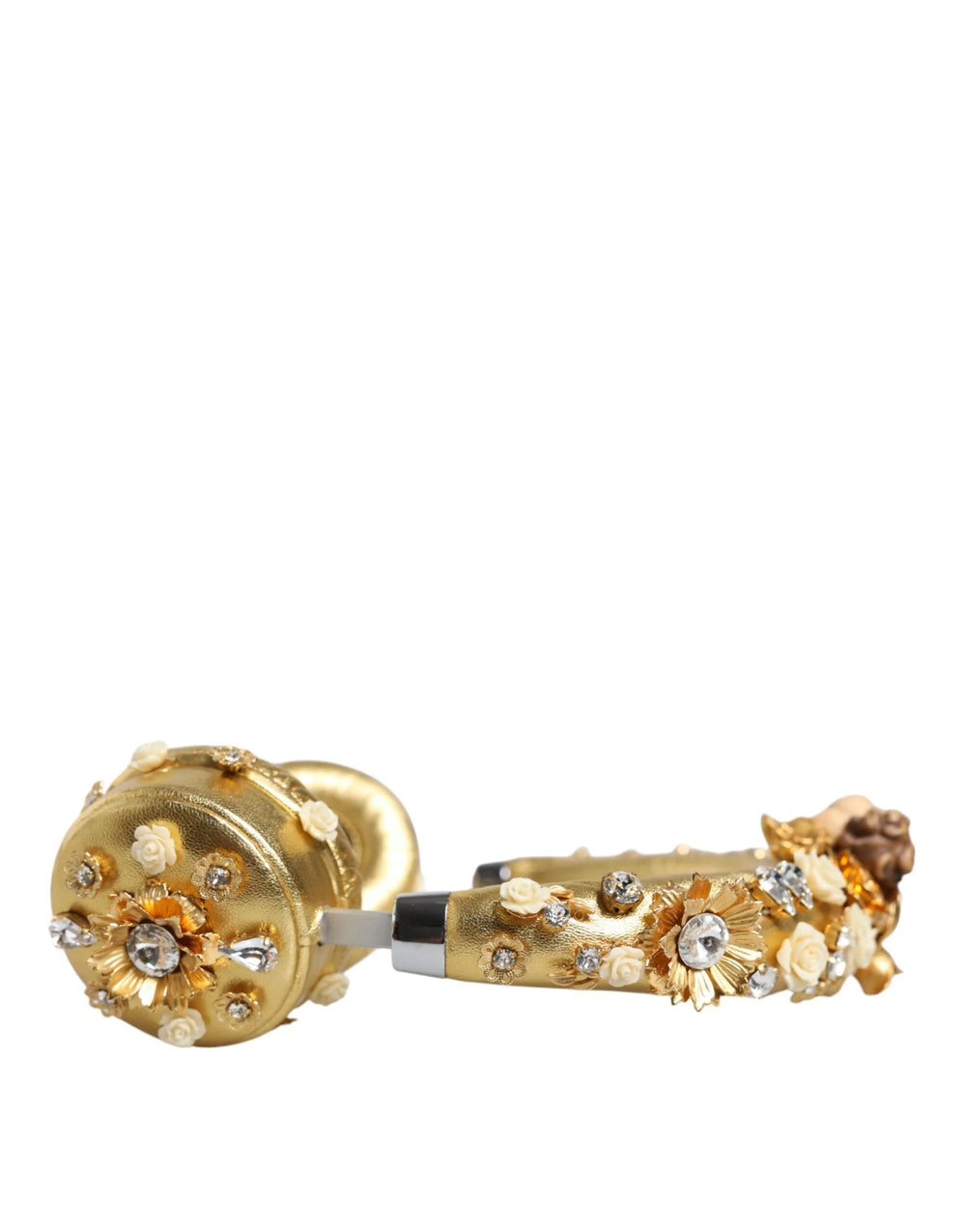 Dolce & Gabbana Gold Leather Floral Crystal Angel Headset Headphones - Headsets