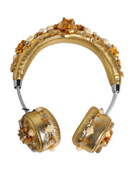 Dolce & Gabbana Gold Leather Floral Crystal Angel Headset Headphones - Headsets
