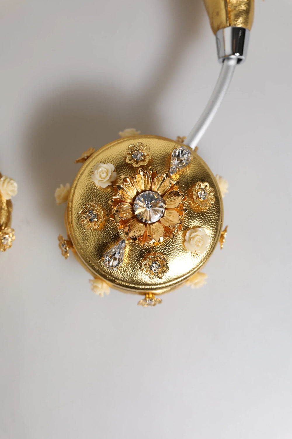 Dolce & Gabbana Gold Leather Floral Crystal Angel Headset Headphones - Headsets