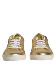 Dolce & Gabbana Gold Leather Logo London Men Sneakers Shoes - EU41.5/US8.5 - Sneakers