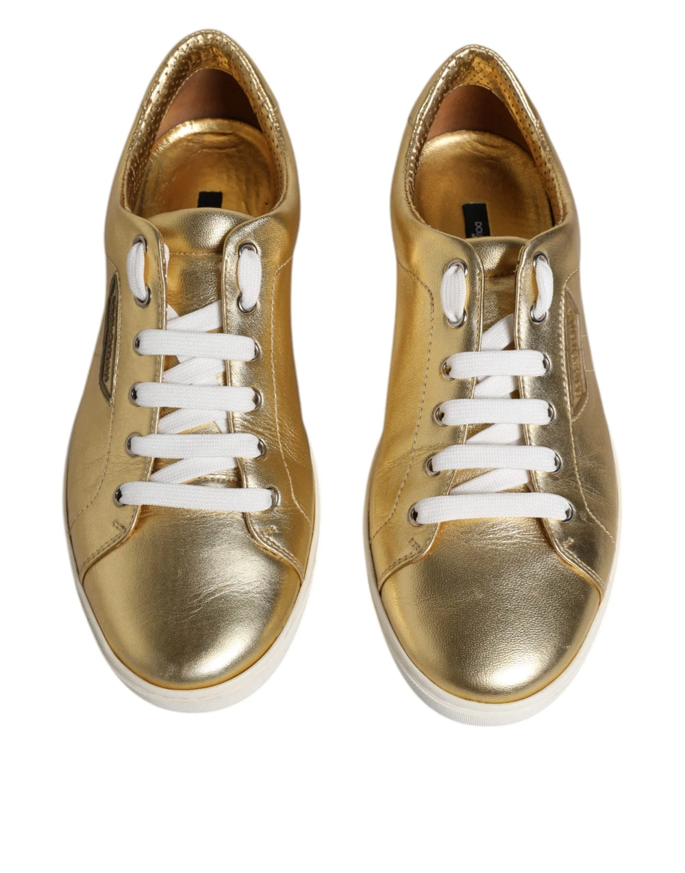 Dolce & Gabbana Gold Leather Logo London Men Sneakers Shoes - EU41.5/US8.5 - Sneakers