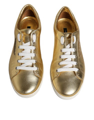 Dolce & Gabbana Gold Leather Logo London Men Sneakers Shoes - EU41.5/US8.5 - Sneakers