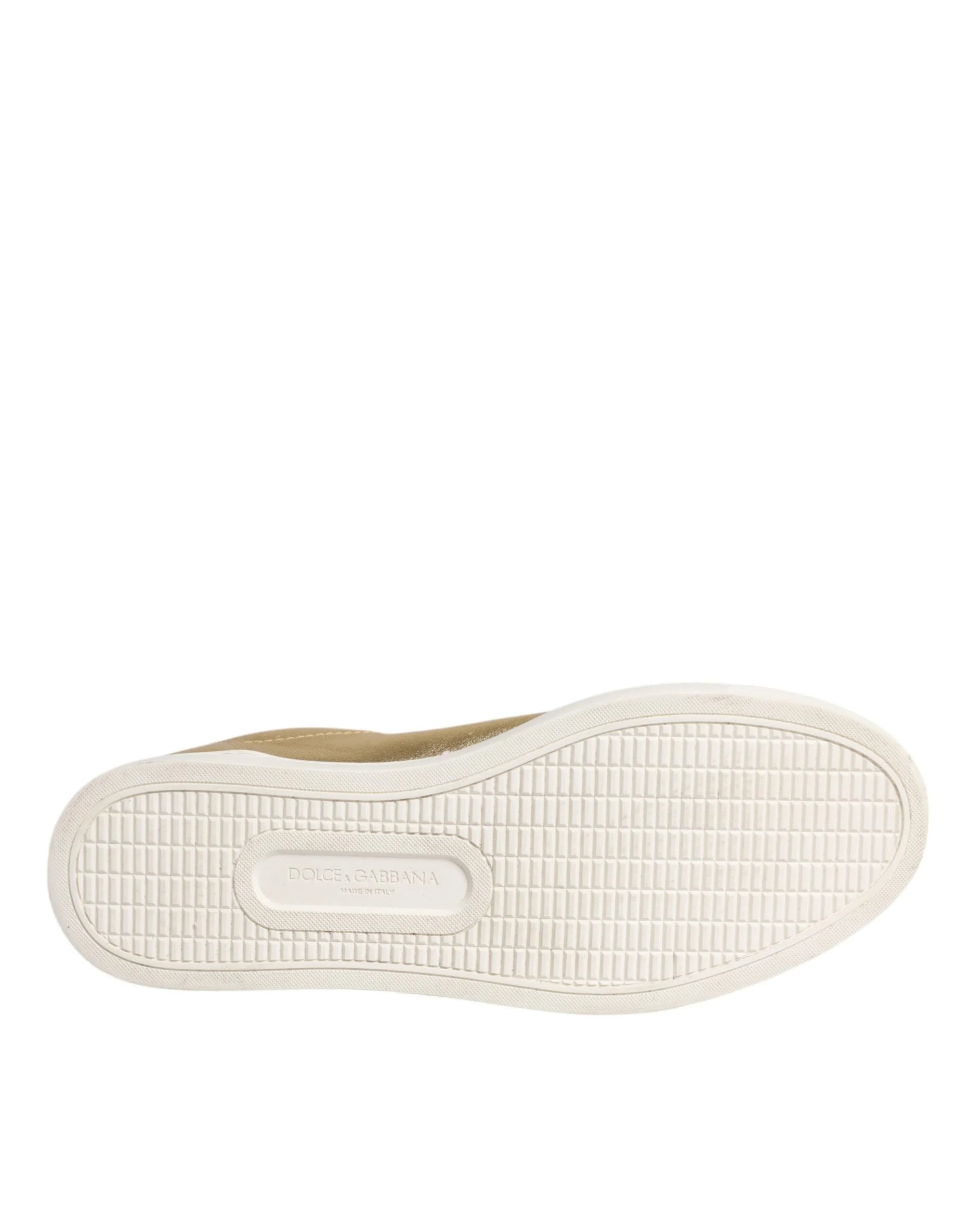 Dolce & Gabbana Gold Leather Logo London Men Sneakers Shoes - EU41.5/US8.5 - Sneakers