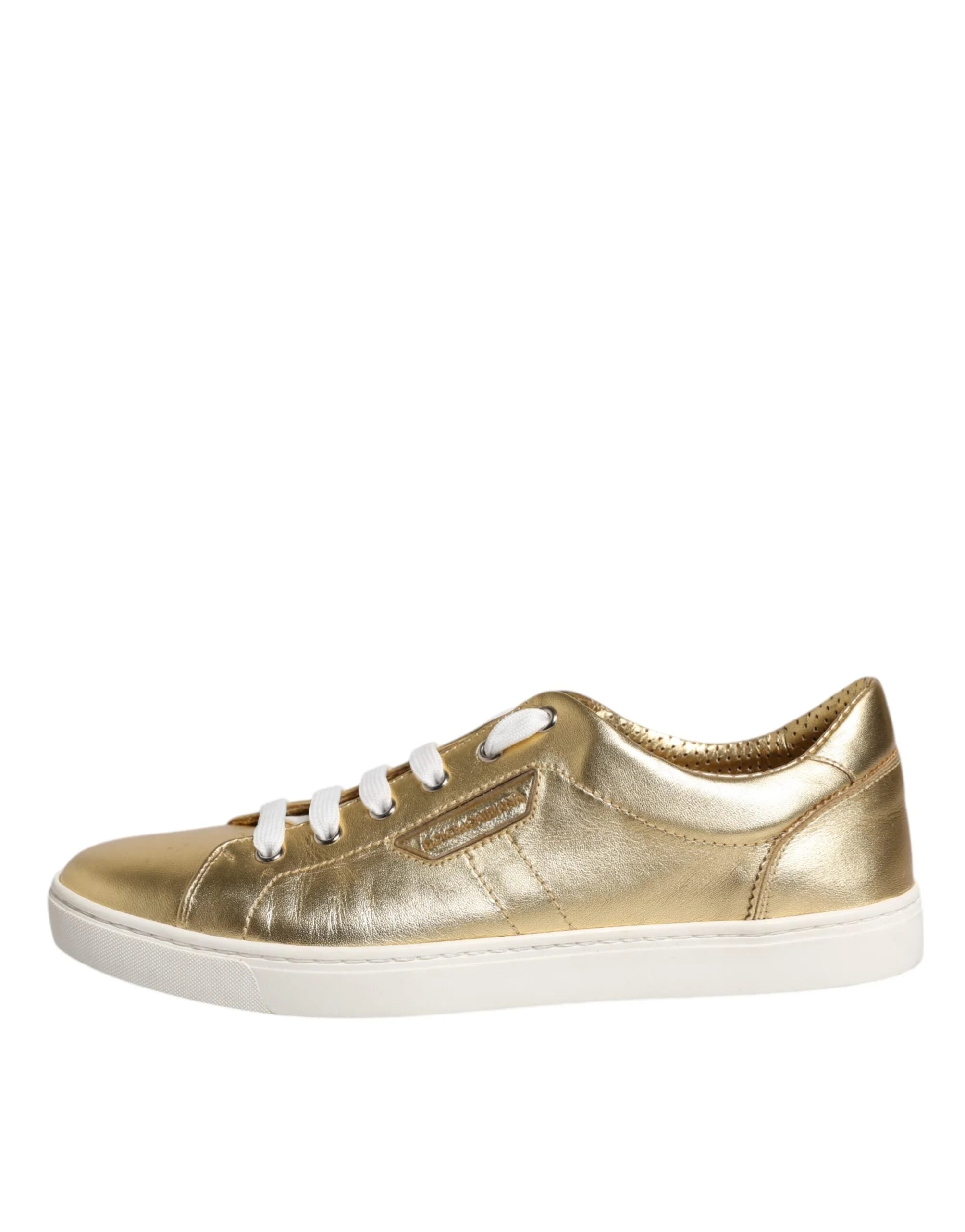 Dolce & Gabbana Gold Leather Logo London Men Sneakers Shoes - EU41.5/US8.5 - Sneakers
