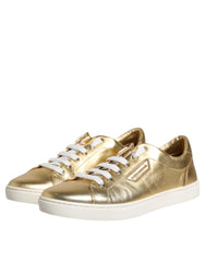 Dolce & Gabbana Gold Leather Logo London Men Sneakers Shoes - EU41.5/US8.5 - Sneakers