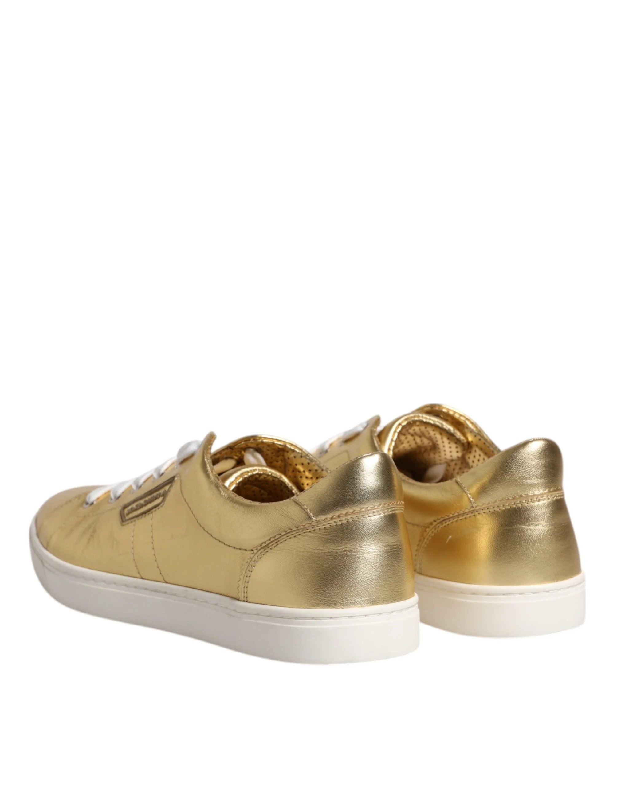 Dolce & Gabbana Gold Leather Logo London Men Sneakers Shoes - EU41.5/US8.5 - Sneakers
