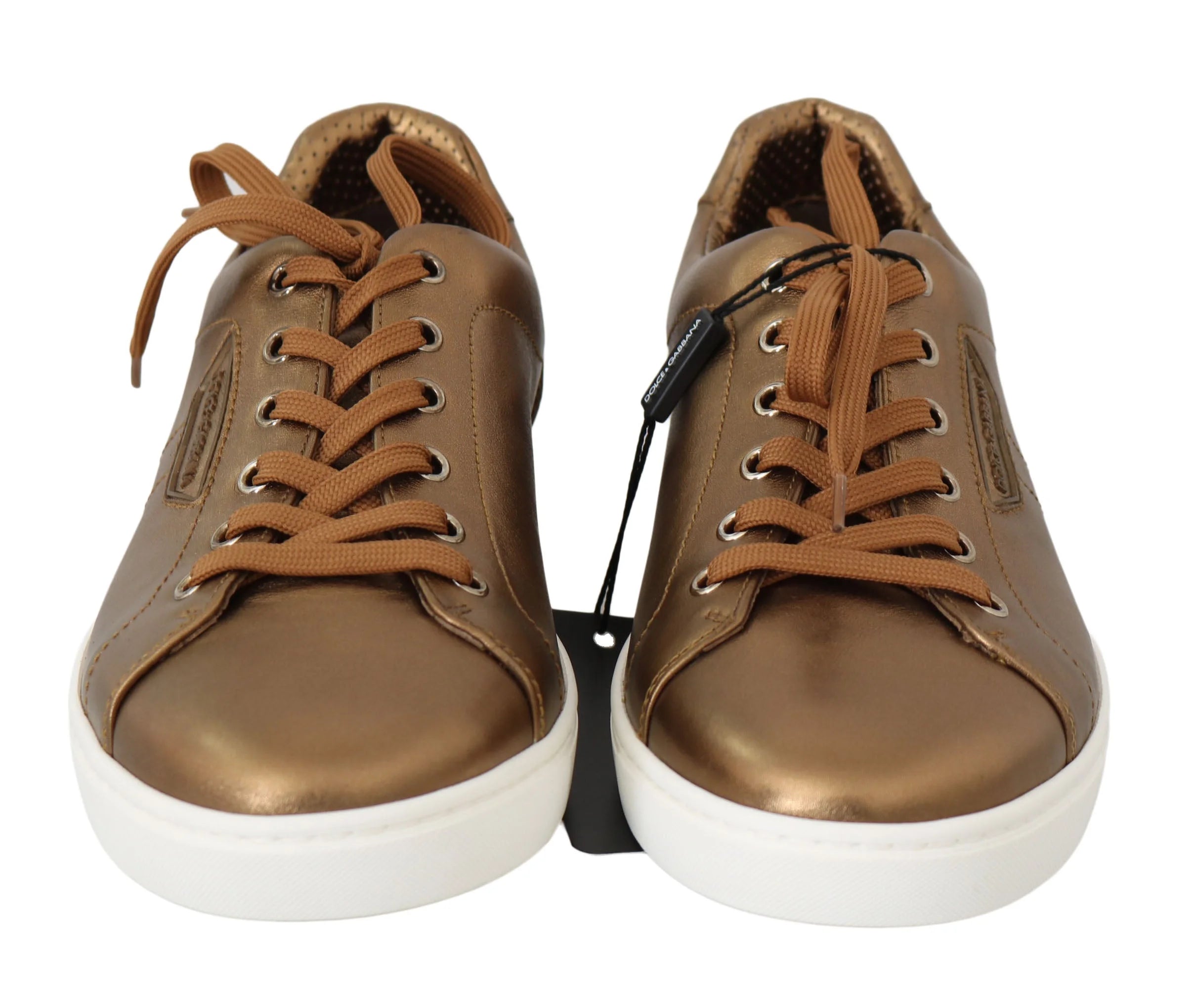 Dolce & Gabbana Gold Leather Mens Casual Sneakers - EU39/US6 - Sneakers